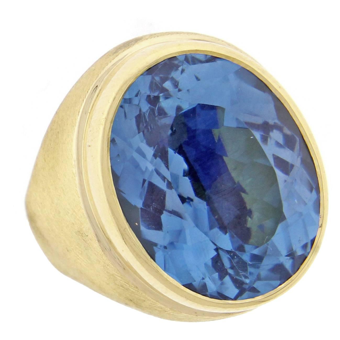 Burle-Marx  Oval Blue Topaz Ring For Sale