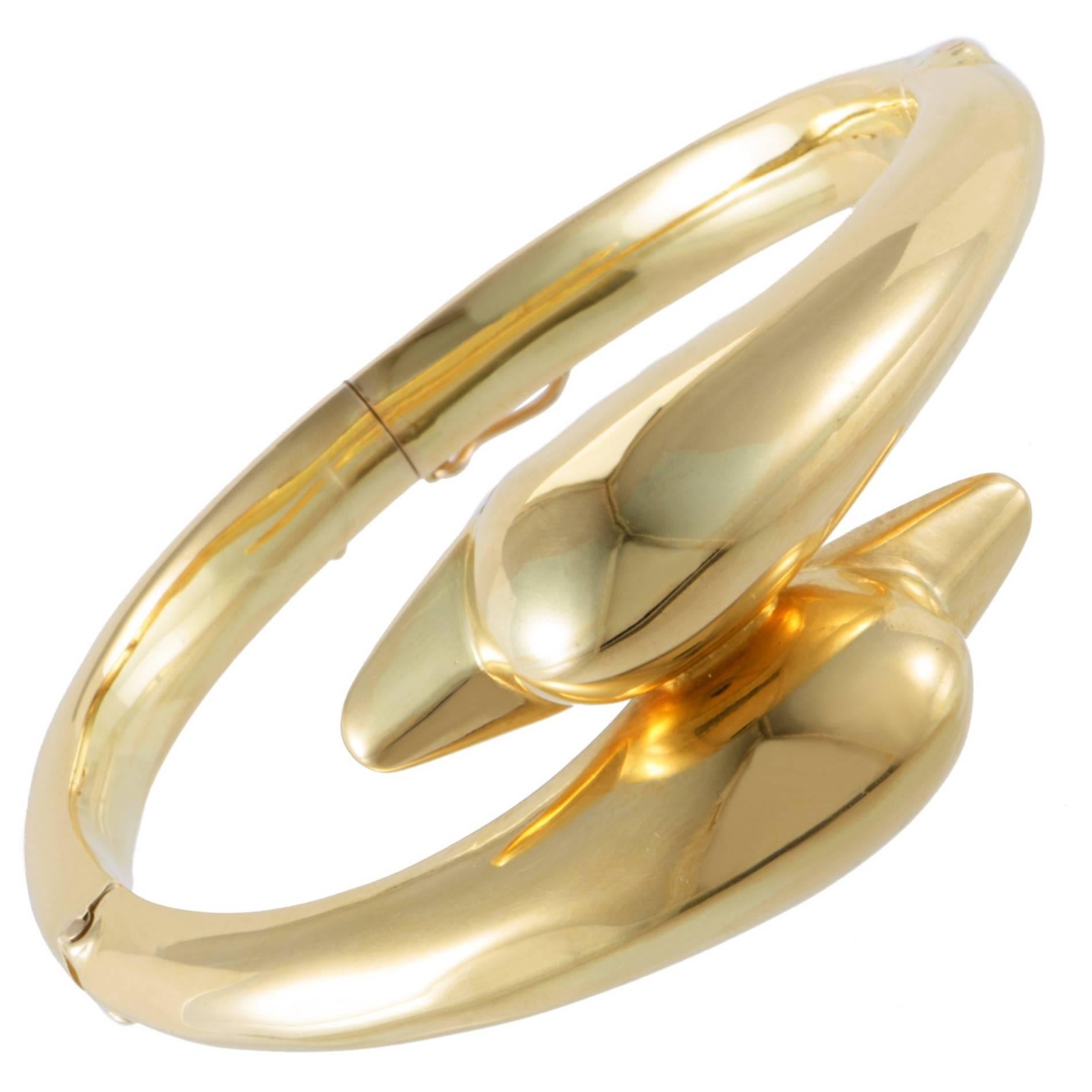 Ilias Lalaounis Yellow Gold Dolphin Bangle Bracelet