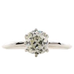 1900
s 1.01 Carat Old Mine Cut Diamond Solitaire Platinum Ring