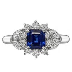 1.20 Carat Sapphire and Diamond Cluster Ring