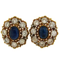1960s Mario Buccellati Sapphire Diamond Yellow Gold Earrings 6