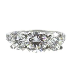 Tiffany & Company 2.77 Carat Three-Stone Diamond Platinum Ring