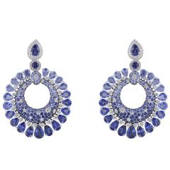 23.41 Carat Sapphire and Diamond Earrings 6