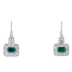 3.02 Carat Emerald and Diamond Earrings