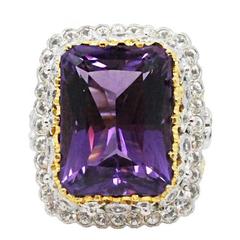 Byzantine Style  Amethyst Diamond Gold Ring