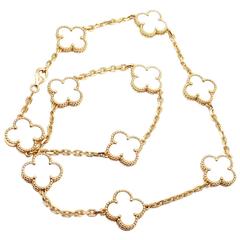 Van Cleef 
Arpels Vintage Alhambra Mother Of Pearl 10 Motif Gold Necklace