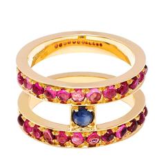 Dubini Theodora Sapphire And Rubellite Tourmaline Gold Ring 10