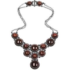 Carnelian Black Spinel Necklace Choker in Oxidized Silver One of a kind Handmade 6
