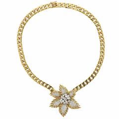 Sterle Paris Diamond Gold Flower Pendant Necklace