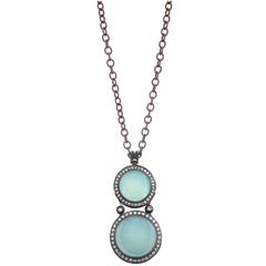 Alex Soldier Chalcedony White Topaz Oxidized Silver Pendant Choker Necklace 4
