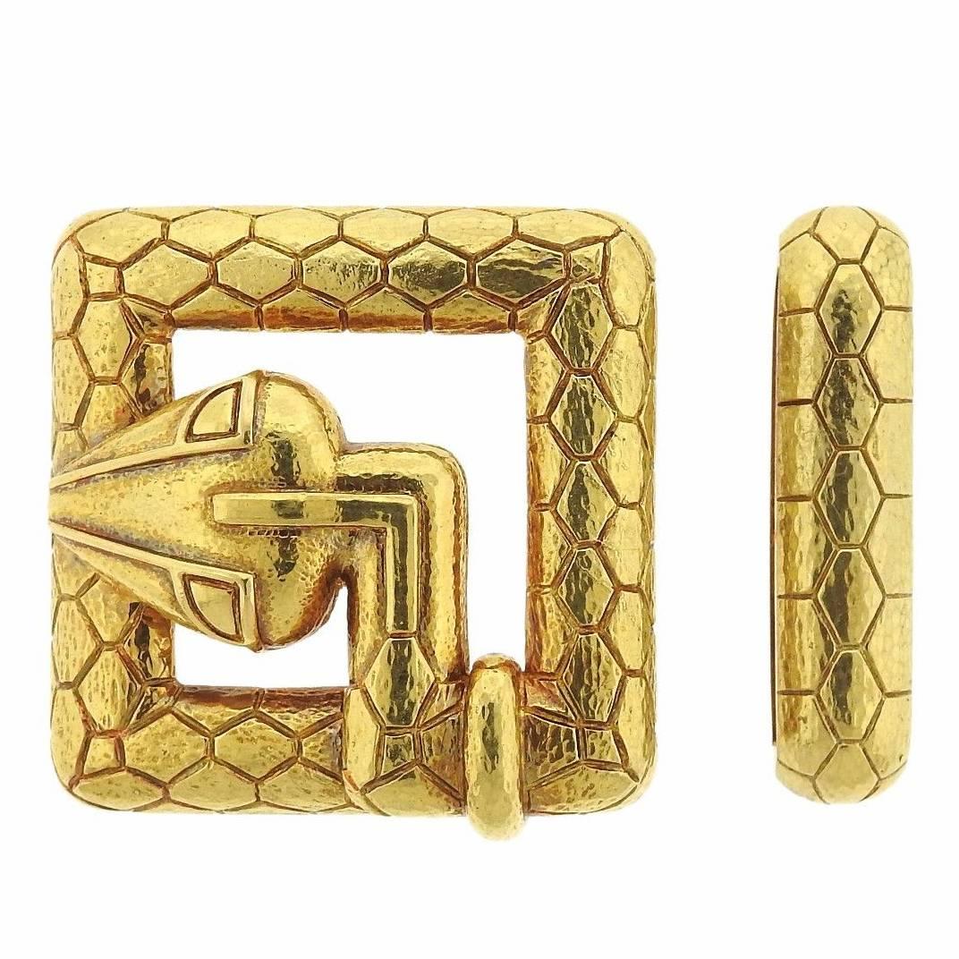 David Webb Gold Snake Belt Buckle