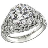 Vintage GIA 3.36 Carat Diamond Engagement Ring