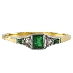 Antique Emerald Diamond Gold Ring 2