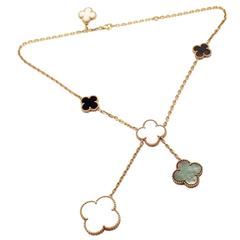 Van Cleef & Arpels Magic Alhambra 6 Motifs Mother Of Pearl Onyx Gold Necklace