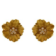 Tiffany & Co. Diamond Gold Flower Earrings 6