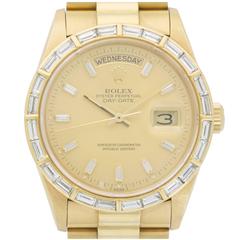 Rolex Yellow Gold Baguette Diamond Bezel Day-Date Wristwatch Ref 18168 2