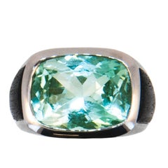 Laura Munder Mint Green Tourmaline and Ebony Wood White Gold Ring