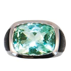 Laura Munder Mint Green Tourmaline and Ebony Wood White Gold Ring 3
