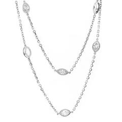 Marquise Brilliant Diamond Station Gold Necklace 4