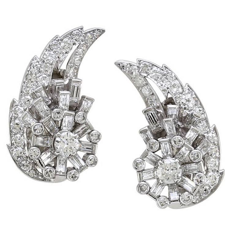 Cartier Diamond Platinum  Wing Earrings