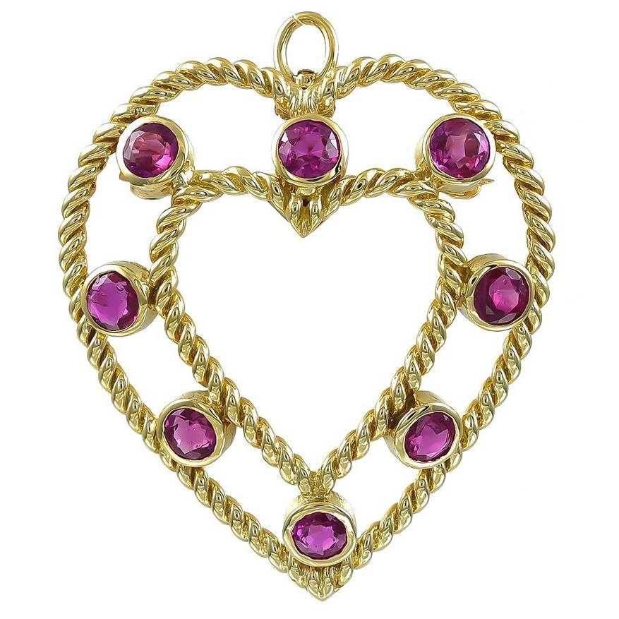 Tiffany & Co. Gold and Ruby Pendant/Pin