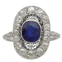 1940s 1.43 Carat Sapphire and Diamond Platinum Ring 6