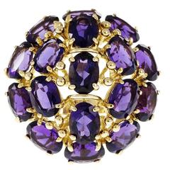 Large Amethyst Dome Gold Cocktail Ring Large Amethyst Dome Gold Cocktail Ring