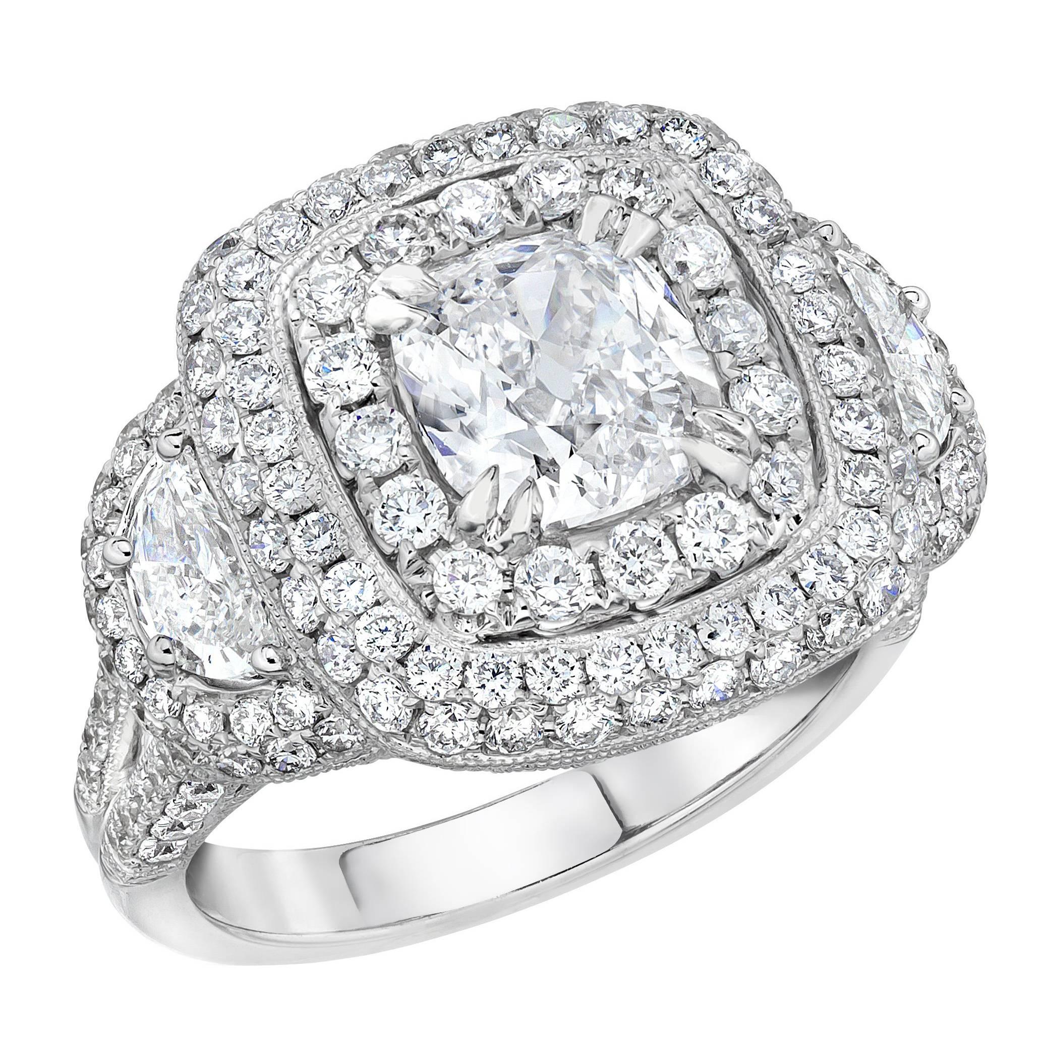 GIA Certified Cushion Diamond Gold Engagement Ring