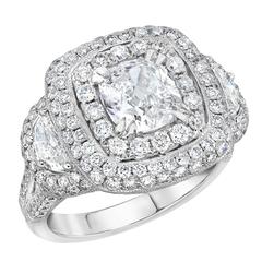 GIA Certified Cushion Diamond Gold Engagement Ring 6