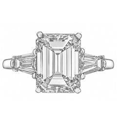 Cartier ​3.06 Carat Emerald-Cut Diamond Engagement` Ring