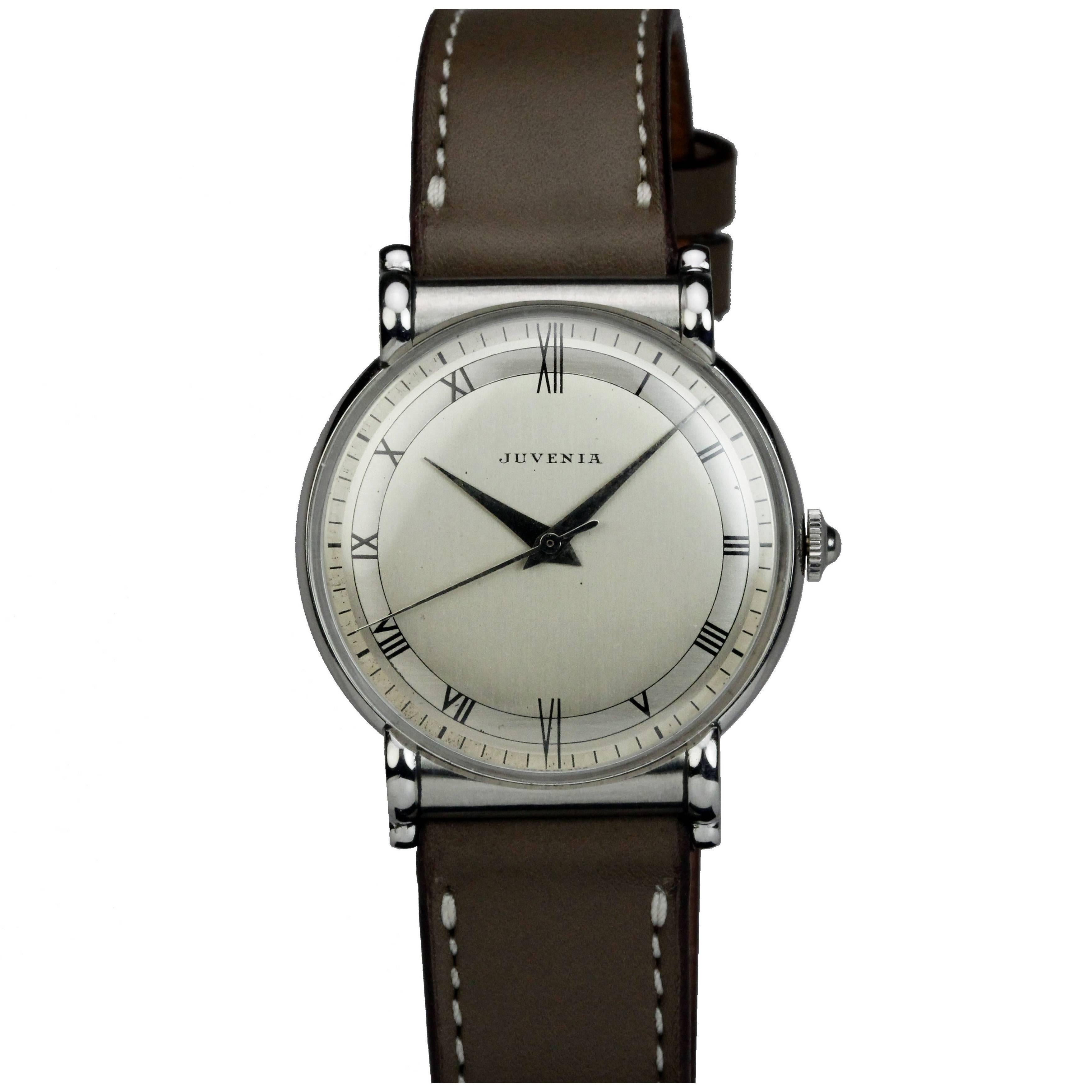 Juvenia Stainless Steel Calatrava Style Manual Wind Wristwatch