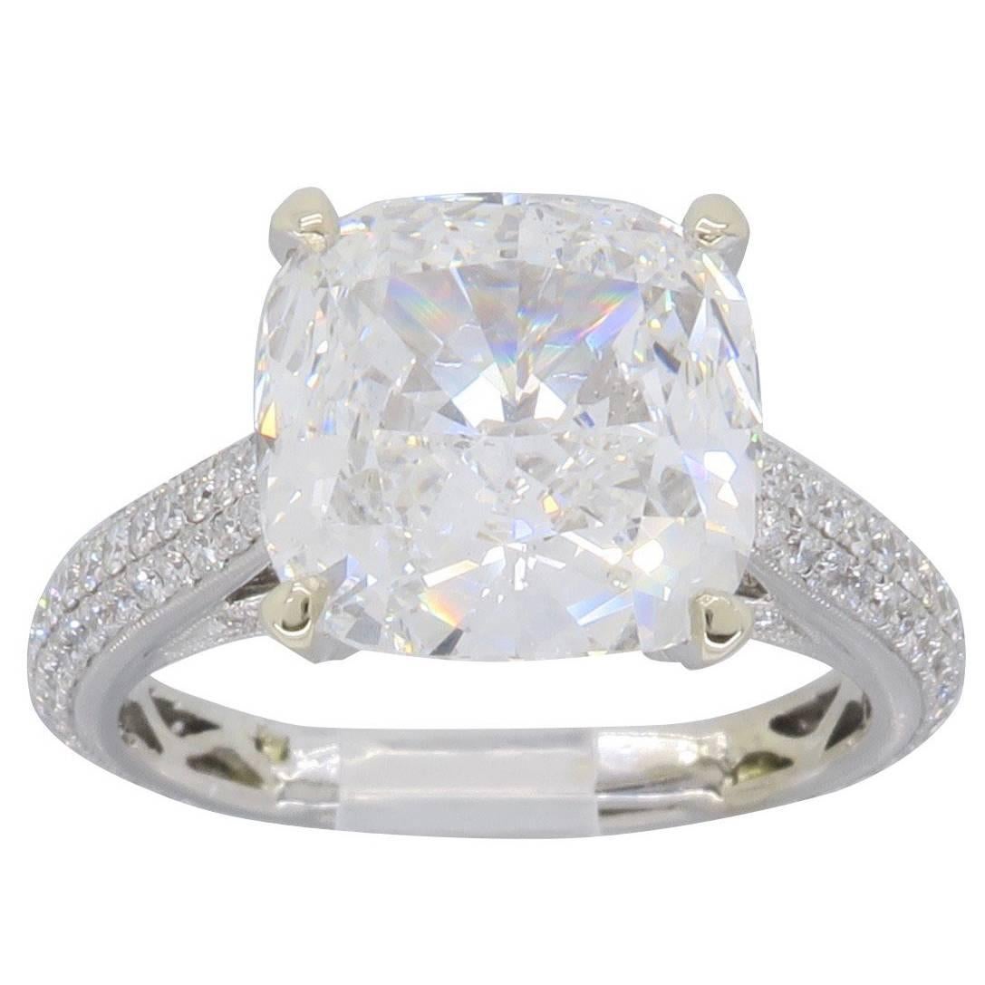 GIA Certified 4.11 Carat Cushion Cut Diamond Engagement Ring
