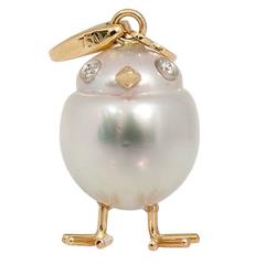 Chick Pearl Diamond Gold Pendant or Charm
