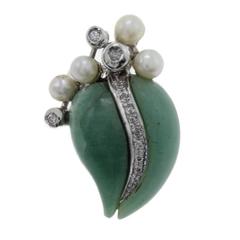 Luise Diamonds, Jade, Pearls Gold Ring 1