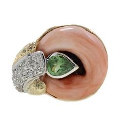 Luise Diamonds Tsavorite Onyx Coral Fashion Ring 6
