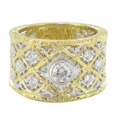 Diamond Gold Filigree Large Band Ring 8