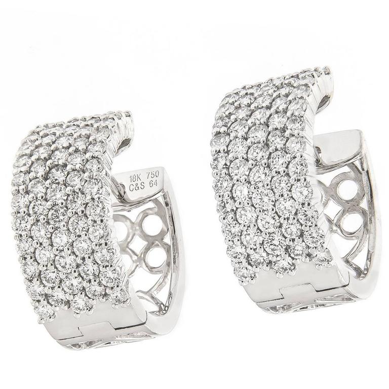 Diamond Gold Wide Hoop Earring For Sale at 1stdibs