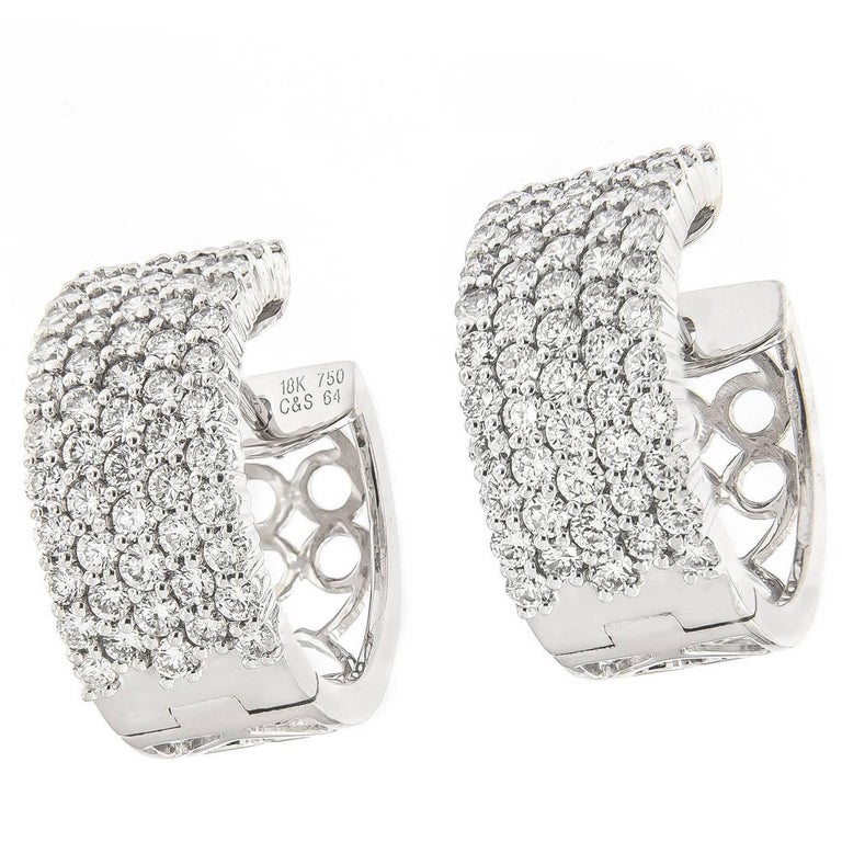 Diamond Gold Wide Hoop Earring For Sale at 1stDibs thick diamond hoop