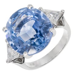 Peter Suchy 15.45 Carat Oval Ceylon Sapphire Diamond Platinum Engagement Ring 