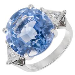 Peter Suchy 15.45 Carat Oval Ceylon Sapphire Diamond Platinum Engagement Ring 5