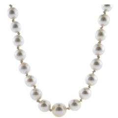 Retro Strand of Graduated Mikimoto Cultured Pearls with Silver Clasp