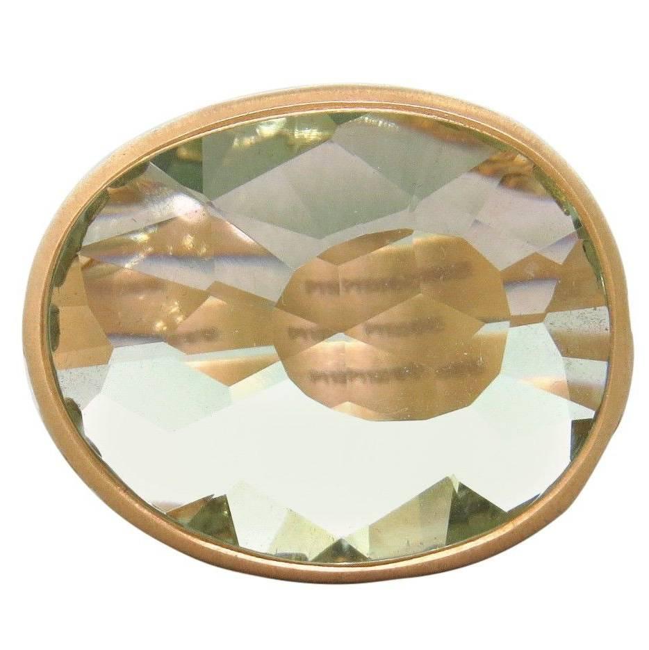 Pomellato Arabesque Gold Prasiolite Ring For Sale