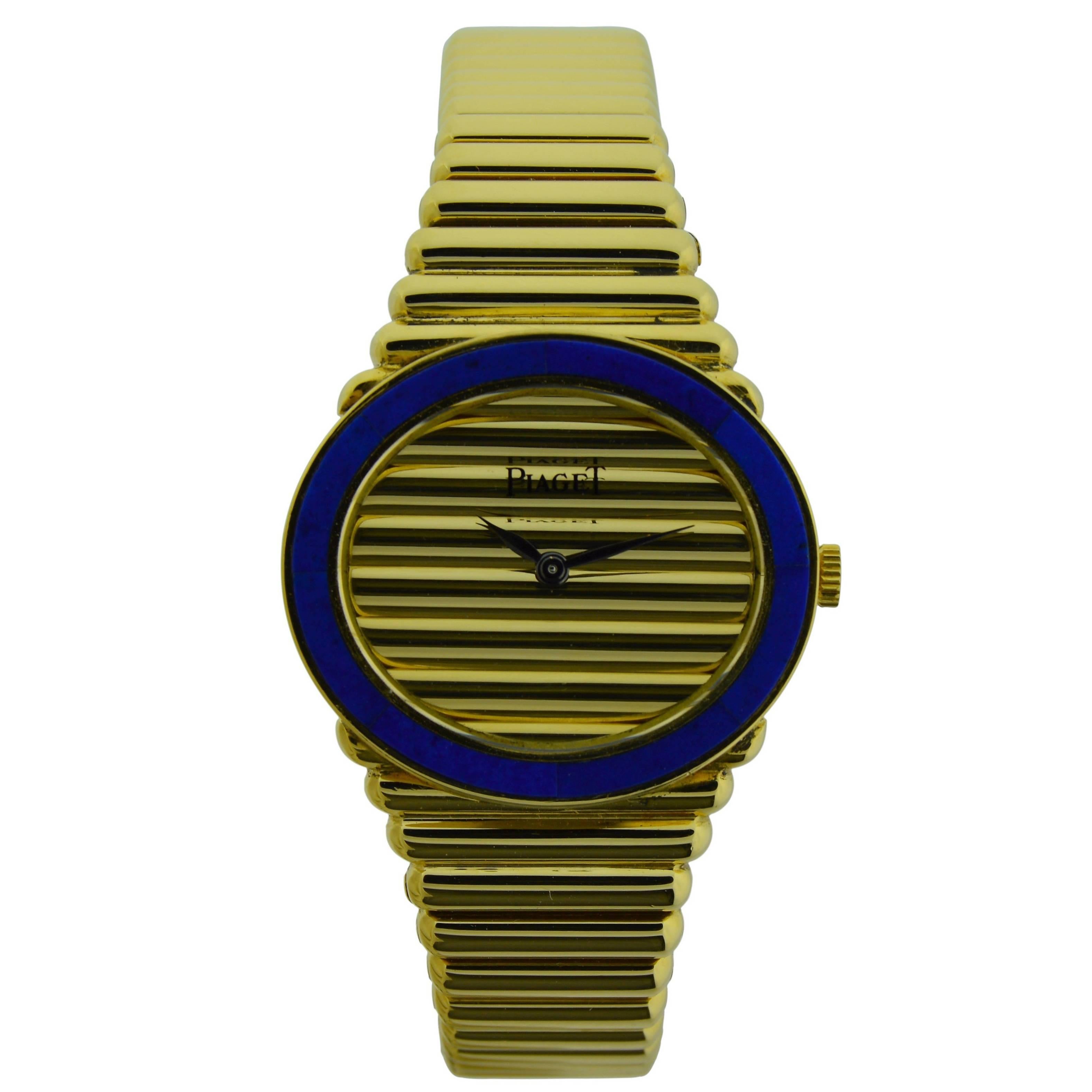 Piaget Ladies Yellow Gold Lapis Lazuli Bracelet Watch
