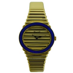 Retro Piaget Ladies Yellow Gold Lapis Lazuli Bracelet Watch