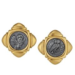 1980s Bulgari Gold Earrings with 3rd Century BC Roman Coins