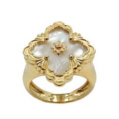 18K Yellow Gold Buccellati Mother Of Pearl Opera Collection Ring