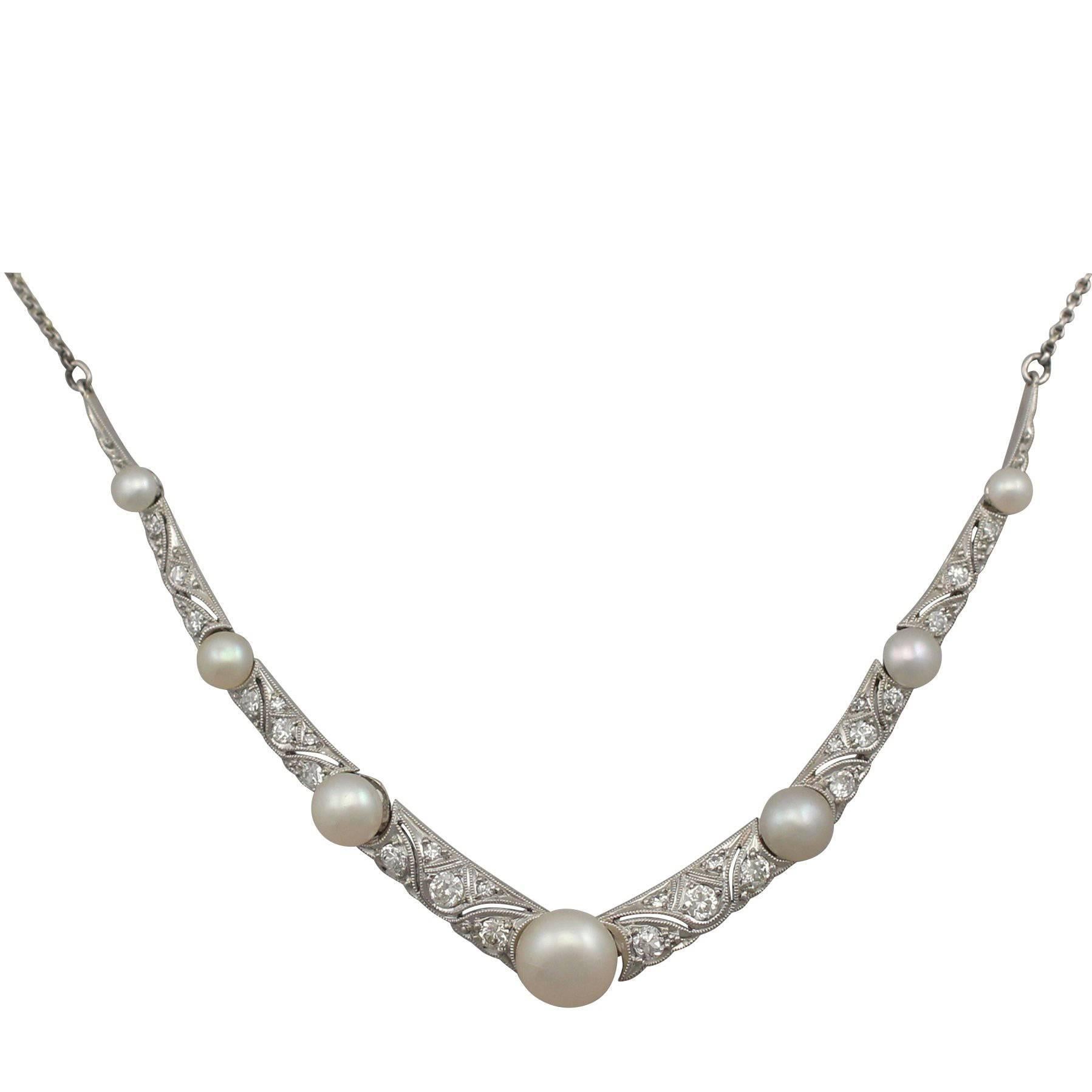 1920s Antique Diamond Pearl and Platinum Collarette