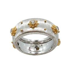 18K White Gold Buccellati Macri Diamond Band Ring