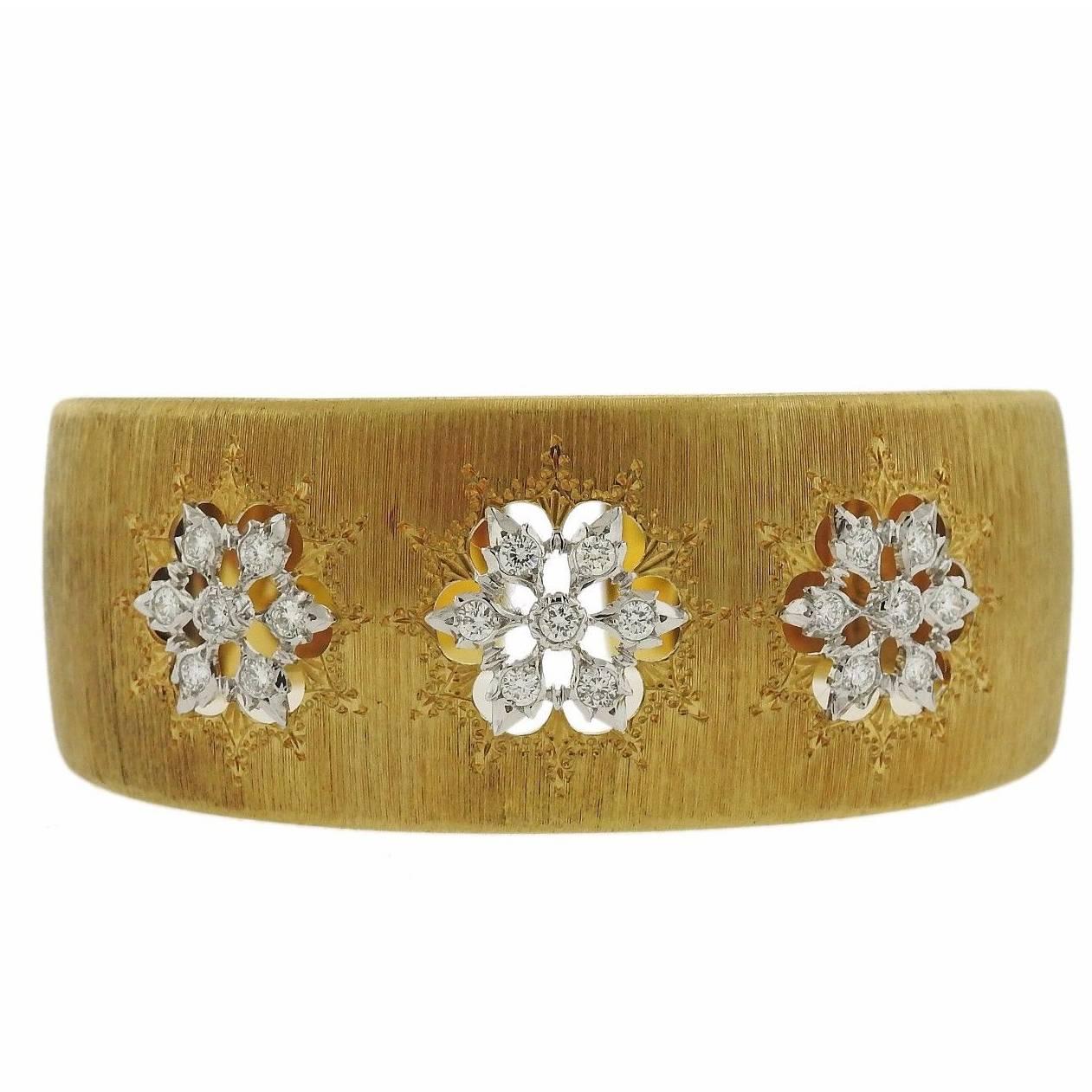 Mario Buccellati Classic Gold Diamond Cuff Bracelet