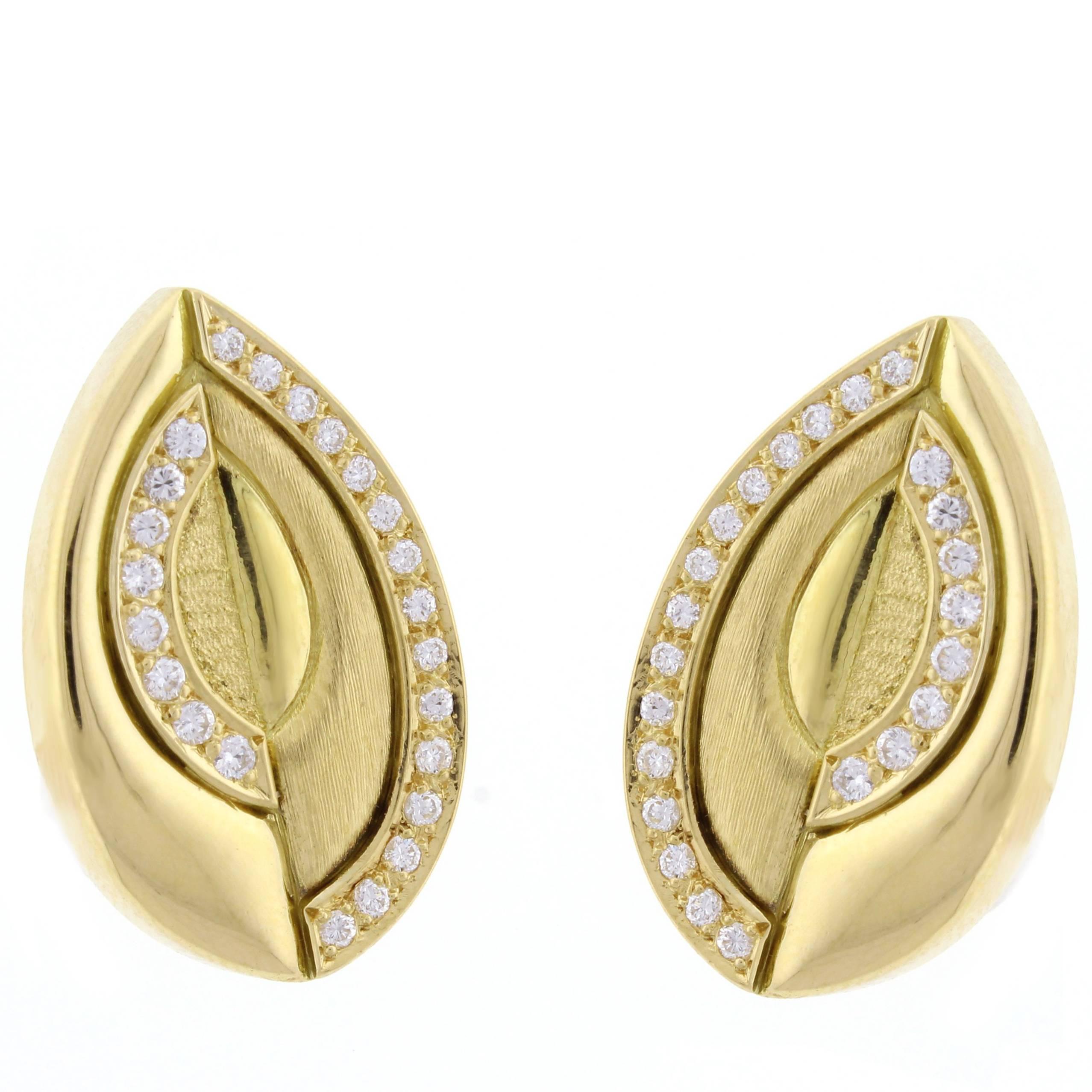 Burle-Marx Diamond Gold Free Form Earrings